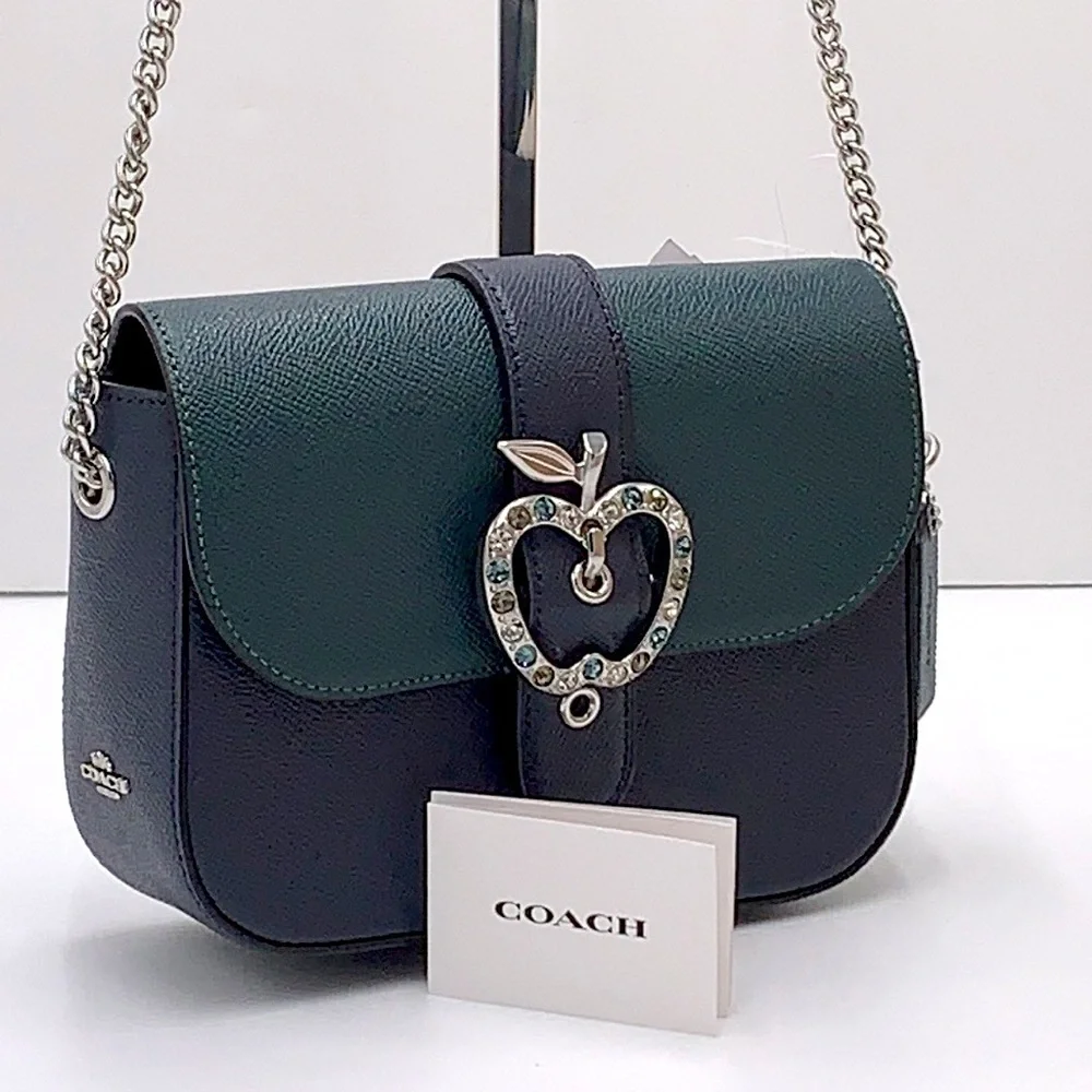 COACH Gemma Crossbody In Colorblock With Apple Buckle Forest Midnight Navy color